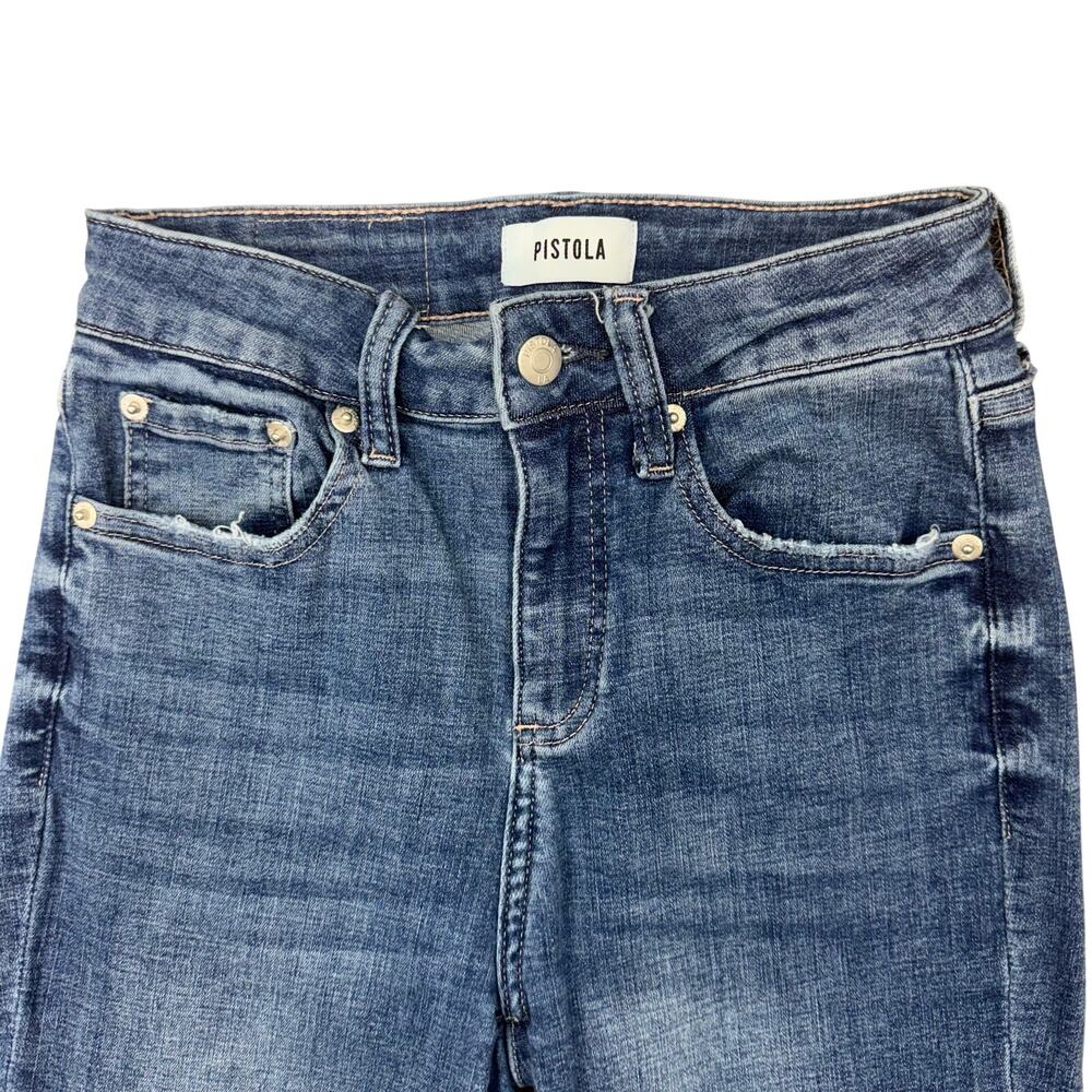 Pistola Distressed Straight Leg Jeans Raw Hem Stretch Denim Womens 24x26 - Picture 4 of 6